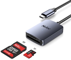 NT09WK12-30GR, NETAC Flash card reader WK12, USB3.0 Type-C to mSD/SD