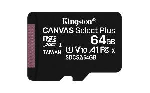 SDCS2/64GBSP, Kingston 64GB microSDXC Canvas Select Plus 100R A1 C10 Single Pack w/o Adapter