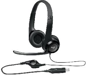 H390, LOGITECH H390 Corded Headset mic - BLACK USB (1.9 m) (981-000406)